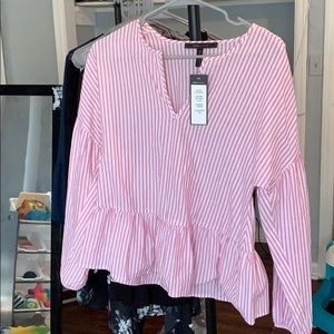 Modest pink with white stripes summer light